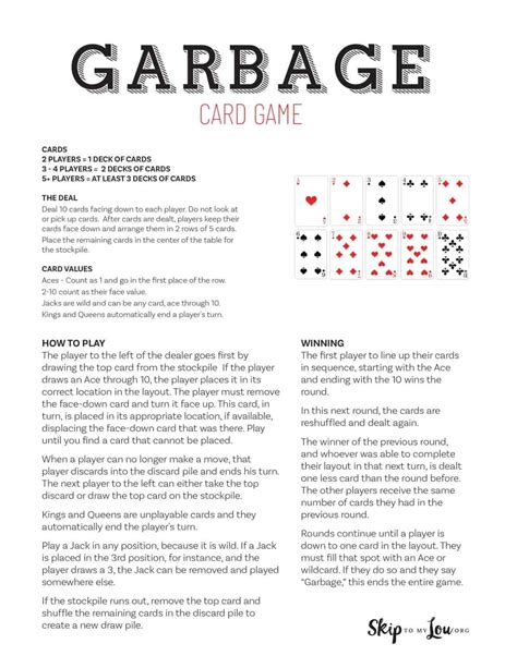 garbage card game instructions